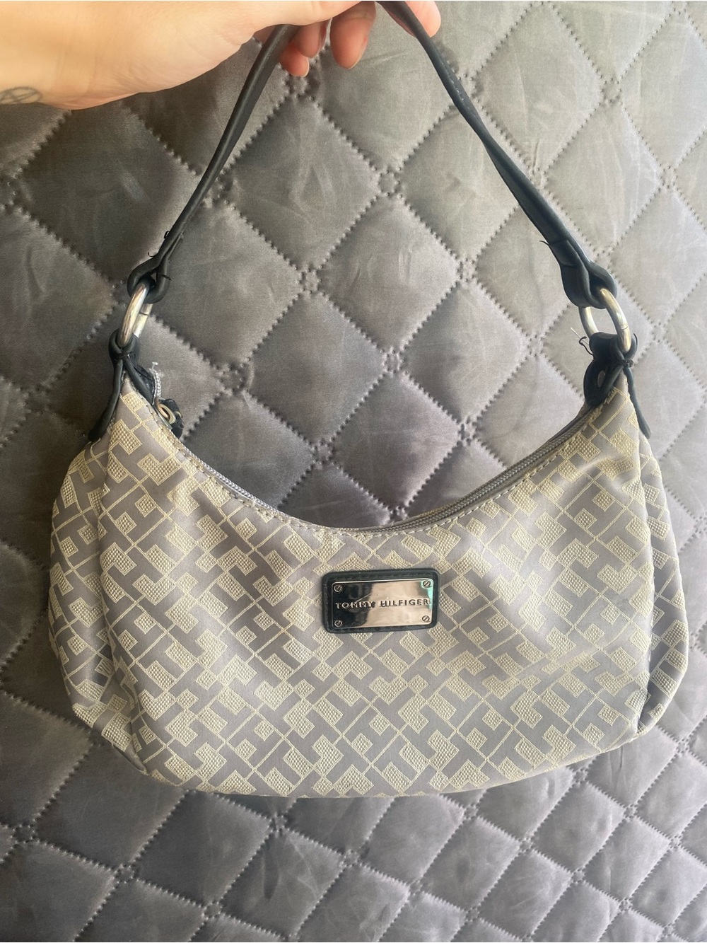 Vintage Tommy Hilfiger Monogram Mini Shoulder Bag - Y2K Baguette Hobo
